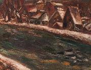Leo Gestel A village along a river oil painting on canvas